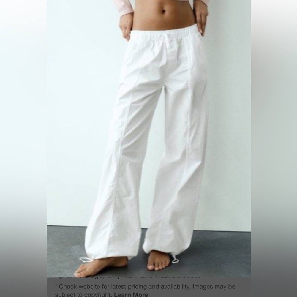 Zara parachute pants in white